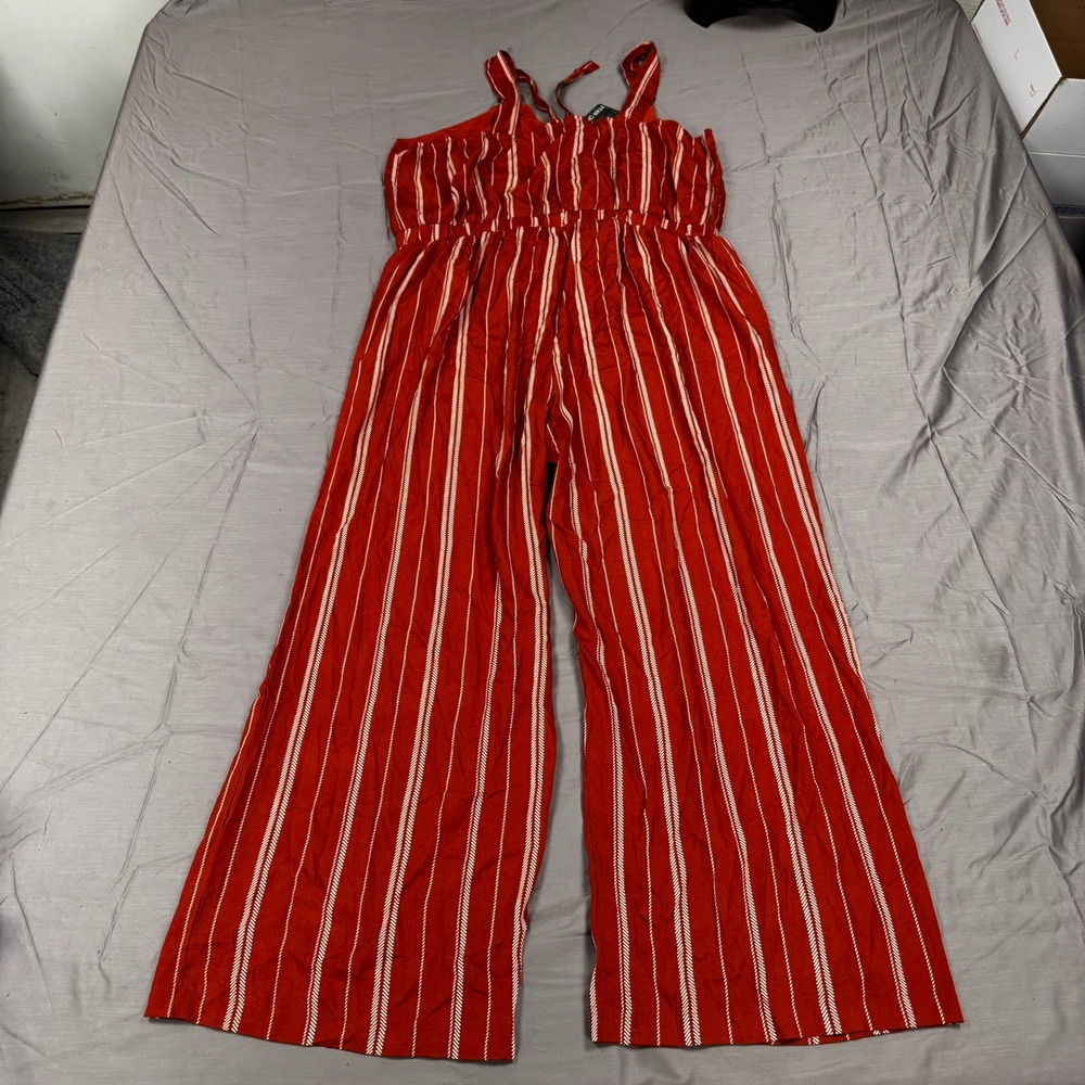 Inner Circle Rust Red White Striped Wide Leg Jumpsuit 3X P1C1163W-VW New